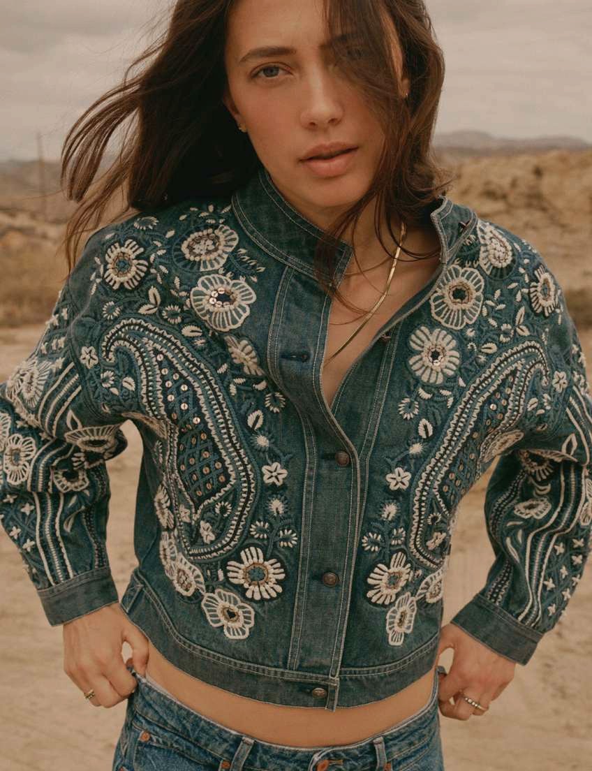 Summum — veste en denim brodée